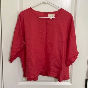Cynthia Rowley Red Ruffle Hem Top